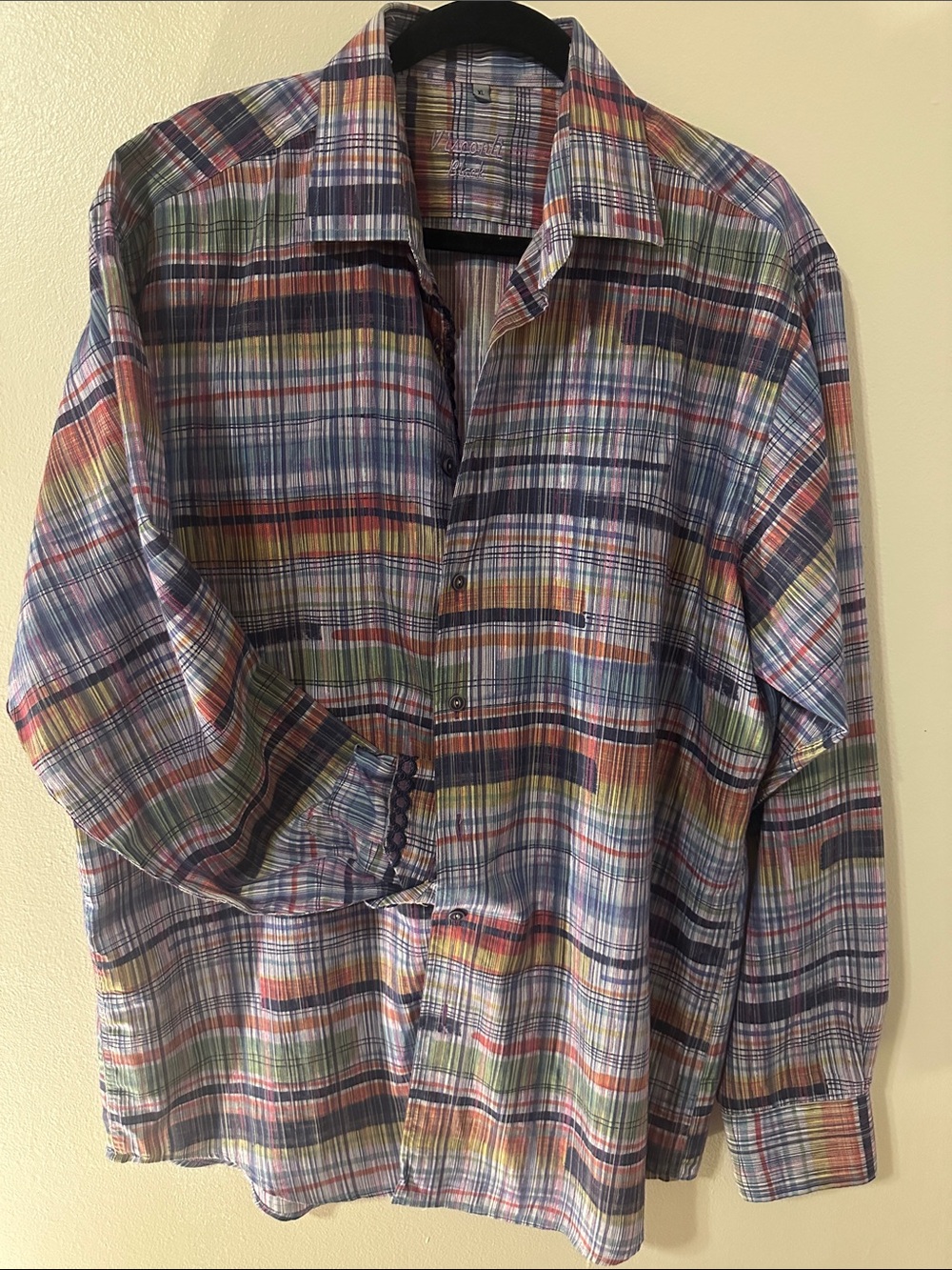 Men's Multicolor Plaid Long-Sleeve Dress Shirt